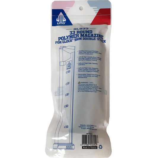 UTG® GL933, POLYMER GLOCK® MAGAZINE 33 RND, 9X19MM - NeonSales {{ shop.shopifyCountryName }}