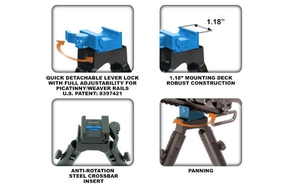 UTG SHOOTER'S BIPOD SHORT TL-BP28SQ - NeonSales South Africa