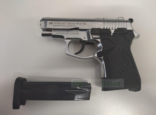 ZORAKI MOD 914-T BLANK GUN SYNTHETIC G/S- S/CHROME - NeonSales {{ shop.shopifyCountryName }}